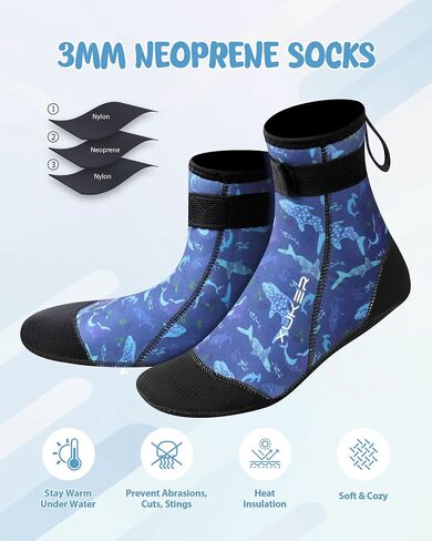 XUKER Neoprene Water Socks for Kids Toddlers 3mm Sand Proof Beach Volleyball Socks Diving Boots for Outdoor Water Sports in Saudi Arabia