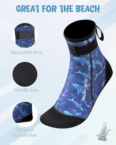 XUKER Neoprene Water Socks for Kids Toddlers 3mm Sand Proof Beach Volleyball Socks Diving Boots for Outdoor Water Sports in Saudi Arabia