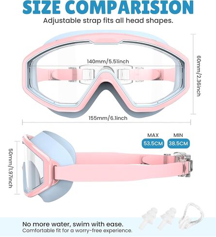 NSSIW Swim Goggles Swimming Kids-Goggles: Anti Fog No Leak with Nose Clip Earplugs for Girls Boys Youth 6-14 3 Pack in Kuwait