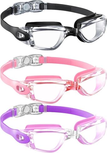 وغيض الأطفال الأظافر الخاصة بـ Kids-Goggles Swegles Swim: Anti Fog Kids With With UV400 ولا تسرب للطفل في سن المراهقة 3 حزم العمر 6-16 in Kuwait