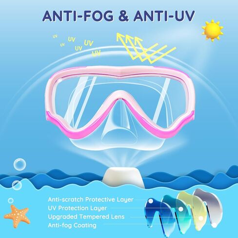 MOMUSE Kids Swim Goggles with Soft Fabric Strap, Diving Mask with 3D No-Leak Nose Cover, Anti-Fog & Shatterproof Lens, Swimming Goggles for Toddler/Youth Boys Girls 3-14 in Saudi Arabia