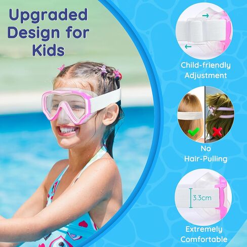 MOMUSE Kids Swim Goggles with Soft Fabric Strap, Diving Mask with 3D No-Leak Nose Cover, Anti-Fog & Shatterproof Lens, Swimming Goggles for Toddler/Youth Boys Girls 3-14 in Saudi Arabia