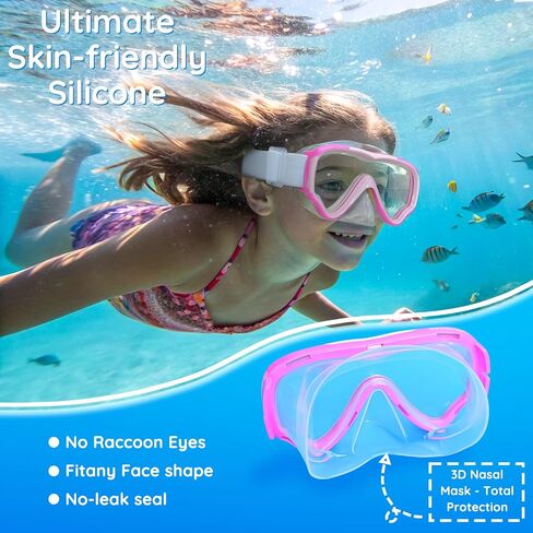 MOMUSE Kids Swim Goggles with Soft Fabric Strap, Diving Mask with 3D No-Leak Nose Cover, Anti-Fog & Shatterproof Lens, Swimming Goggles for Toddler/Youth Boys Girls 3-14 in Saudi Arabia