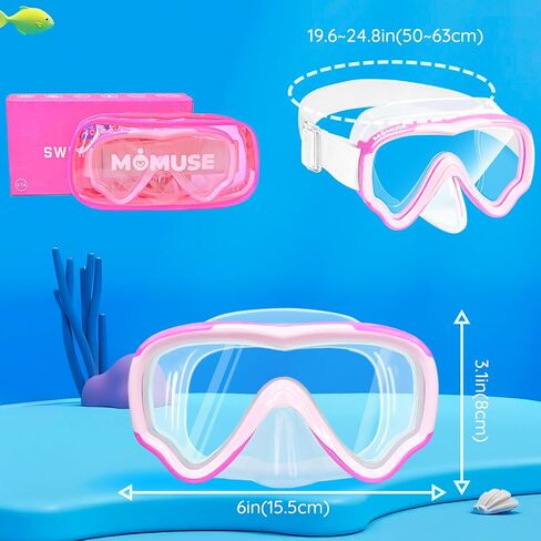 MOMUSE Kids Swim Goggles with Soft Fabric Strap, Diving Mask with 3D No-Leak Nose Cover, Anti-Fog & Shatterproof Lens, Swimming Goggles for Toddler/Youth Boys Girls 3-14 in Saudi Arabia