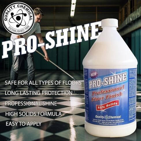 Quality Chemical Pro Shine High Solids Commercial Wet-Look Floor Finish Wax - High Shine Floor Cleaner, Future Floor Wax - Floor Wax for VCT Tile Floors, Polish & Restorer - 128 oz (Pack of 1) in Kuwait