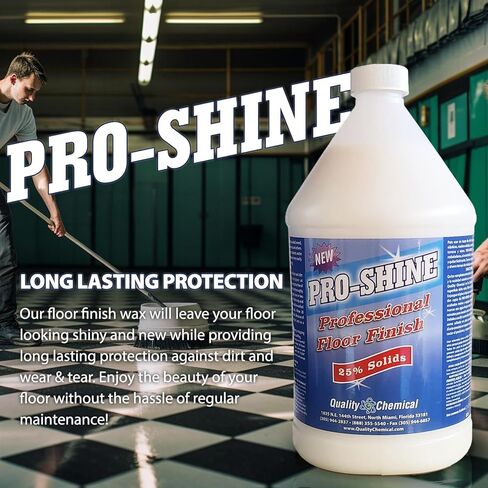 Quality Chemical Pro Shine High Solids Commercial Wet-Look Floor Finish Wax - High Shine Floor Cleaner, Future Floor Wax - Floor Wax for VCT Tile Floors, Polish & Restorer - 128 oz (Pack of 1) in Kuwait