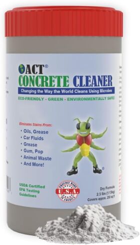ACT Concrete Cleaner – Eco-Friendly Dry Powder Oil Stain Remover for Driveways, Sidewalks, Garages & Commercial Use | HOA Approved | Bioremediation Formula | Safe around Pets | 2.5lb in Saudi Arabia