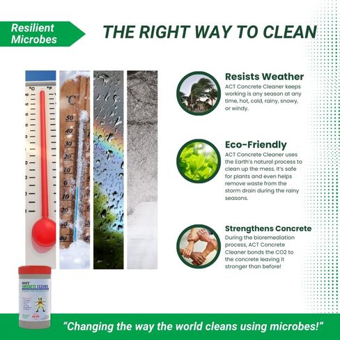 ACT Concrete Cleaner – Eco-Friendly Dry Powder Oil Stain Remover for Driveways, Sidewalks, Garages & Commercial Use | HOA Approved | Bioremediation Formula | Safe around Pets | 2.5lb in Saudi Arabia