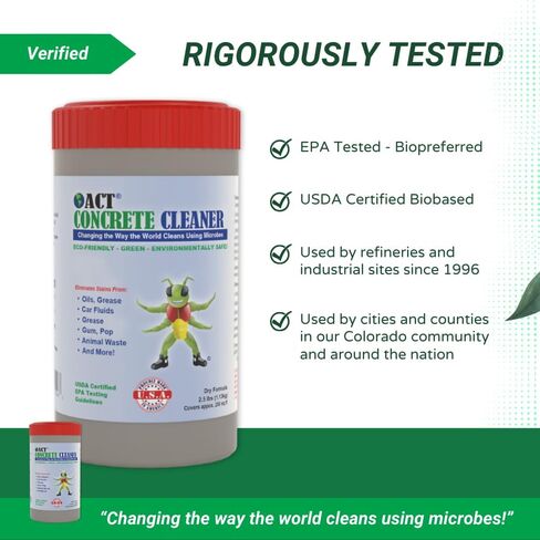 ACT Concrete Cleaner – Eco-Friendly Dry Powder Oil Stain Remover for Driveways, Sidewalks, Garages & Commercial Use | HOA Approved | Bioremediation Formula | Safe around Pets | 2.5lb in Saudi Arabia