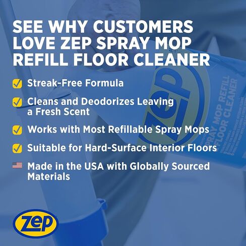 Zep Spray Mop Refill and Floor Cleaner - 1 جالون (حالة من 4) ZUMSF128 - منظف أرضيات متعددة السطح متعدد السطح متعدد السطح ومرقى مزيل الرائحة in Saudi Arabia