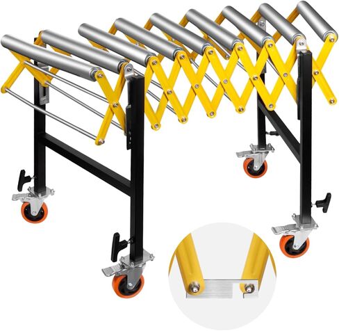 Expandable Conveyor Roller 888 LBS Capacity, Length 23.5''-51.5'' Height 30''-50'' Expandable Conveyor Roller with Wheels, 23.4'' Wide Roller Conveyor Belt for Woodworking Planer Table Saw in Saudi Arabia