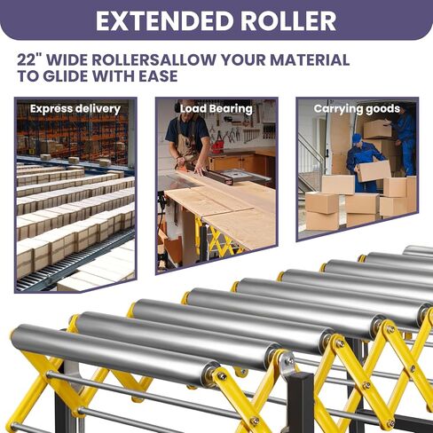Expandable Conveyor Roller 888 LBS Capacity, Length 23.5''-51.5'' Height 30''-50'' Expandable Conveyor Roller with Wheels, 23.4'' Wide Roller Conveyor Belt for Woodworking Planer Table Saw in Saudi Arabia