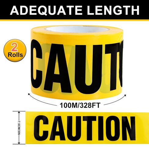شريط تحذيري أصفر 3 بوصة × 328 قدمًا ، شريط تحذير عاكس للماء ، شريط بناء شريط أمان لمجالات الخطر/المخاطر/مسرح الجريمة/زخارف حفلات الهالوين in Kuwait