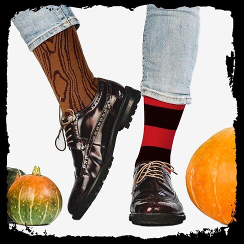 2 Pair Pirate Costume Accessories Wood Grain Pattern and Black and White Stripes Peg Leg Socks for Adults Women Men Halloween Cosplay Party in Saudi Arabia