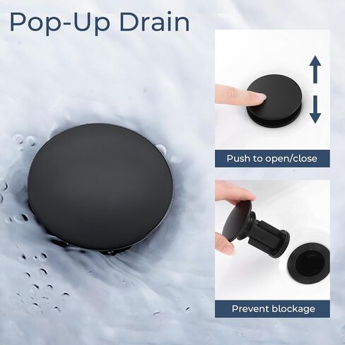 Bathroom Faucet 3 Hole, Matte Black Bathroom Sink Faucet with Pop Up Drain, 8 inch Widespread Bathroom Faucet with 360° Swivel Spout, 2 Handle Vanity Faucet with Water Supply Hoses in Saudi Arabia