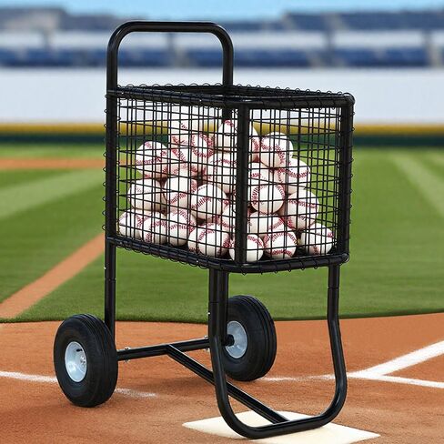 GARVIN Baseball & Softball Cart with Wheels – Heavy-Duty Powder-Coated Steel Frame, Holds 300+ Baseballs or 150 Softballs, 10.5" All-Terrain Wheels, Ball Transport Cart for Field & Training in Kuwait
