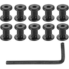 uxcell 10 Sets Screw Post, Male M4x4mm Stainless Steel Screw Rivets, Female 5x5 Hex Drive Binding Screws Belt Buckle Binding Bolts Leather Fastener with 1Pcs Wrench, Black in Kuwait
