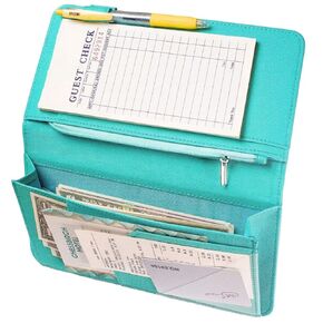 Server Book with Zipper and Magnetic Pocket Waitress Book Waiter Book Wallet Restaurant Waitstaff Organizer Fit Server Apron with Money Pocket 4.7" X 9" (Big Capacity with Magnetic Closure) in Kuwait