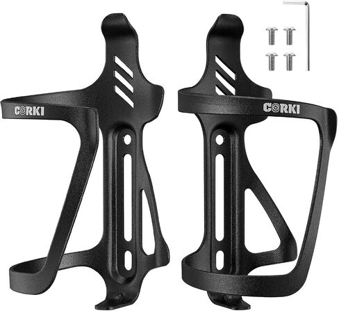 Corki Cycles Right Side Load Water Bottle Cage, Side Entry Bike Water Bottle Holder for Road & Mountain Bikes - 2 Pack - Black-Aluminum Alloy in Saudi Arabia