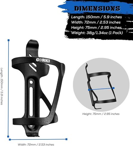 Corki Cycles Right Side Load Water Bottle Cage, Side Entry Bike Water Bottle Holder for Road & Mountain Bikes - 2 Pack - Black-Aluminum Alloy in Saudi Arabia