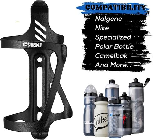 Corki Cycles Right Side Load Water Bottle Cage, Side Entry Bike Water Bottle Holder for Road & Mountain Bikes - 2 Pack - Black-Aluminum Alloy in Saudi Arabia