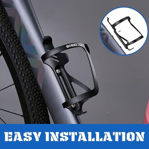 Corki Cycles Right Side Load Water Bottle Cage, Side Entry Bike Water Bottle Holder for Road & Mountain Bikes - 2 Pack - Black-Aluminum Alloy in Saudi Arabia