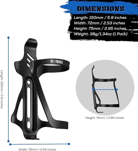 Corki Cycles Side Side Load Bottle Bottle Cage ، حامل زجاجة ماء للدراجة الجانبية للدراجات على الطرق والجبال - 2 عبوة - سبيكة السوداء الألومنيوم in Saudi Arabia