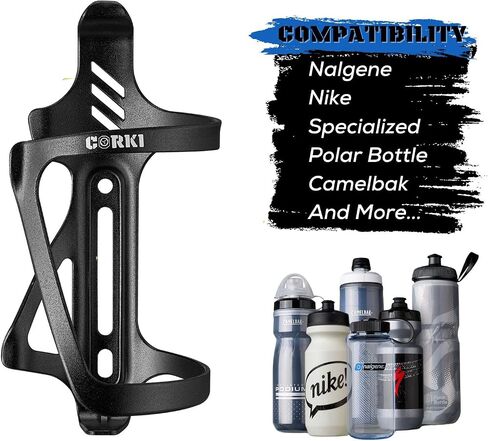 Corki Cycles Side Side Load Bottle Bottle Cage ، حامل زجاجة ماء للدراجة الجانبية للدراجات على الطرق والجبال - 2 عبوة - سبيكة السوداء الألومنيوم in Saudi Arabia