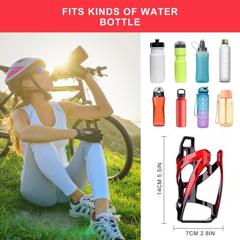 حامل زجاجة ماء الدراجة مع مسامير خفيفة الوزن ركوب الدراجات ماء زجاجة ماء للطريق ، الدراجة الجبلية (أسود) in Saudi Arabia