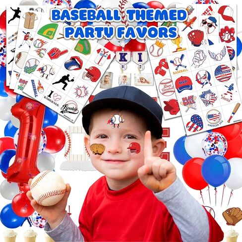 96 PCS Baseball Sports Pre-Cut Temporary Tattoos for Kids | Super Cute Baseball Themed Birthday Party Favors, Supplies, Decorations, Fake Tattoo Stickers (Multiple) in Kuwait