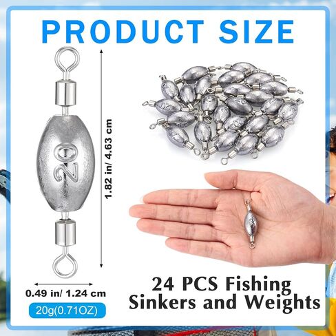 40 PCS صيد الأسماك والأوزان 5 حجم دوار دوار التصيد المغاربة البيضاوي شكل الصيد غطس الصيد ضبطت مجموعة سريعة مع دوارة داخلية لصيد المياه العذبة للمياه المالحة الصيد in Saudi Arabia