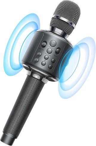 Wireless Bluetooth Karaoke Microphone, Built-in Loud Speaker for 10H Playback, Add Reverb/Duet Mode/Earbuds Monitoring, Portable Karaoke Machine for Entertainment & Singing Practice (Gray) in Kuwait