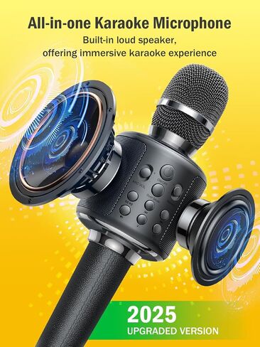 Wireless Bluetooth Karaoke Microphone, Built-in Loud Speaker for 10H Playback, Add Reverb/Duet Mode/Earbuds Monitoring, Portable Karaoke Machine for Entertainment & Singing Practice (Gray) in Kuwait