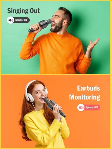 Wireless Bluetooth Karaoke Microphone, Built-in Loud Speaker for 10H Playback, Add Reverb/Duet Mode/Earbuds Monitoring, Portable Karaoke Machine for Entertainment & Singing Practice (Gray) in Kuwait