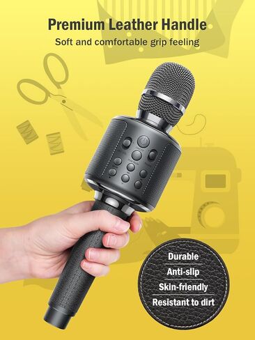 Wireless Bluetooth Karaoke Microphone, Built-in Loud Speaker for 10H Playback, Add Reverb/Duet Mode/Earbuds Monitoring, Portable Karaoke Machine for Entertainment & Singing Practice (Gray) in Kuwait