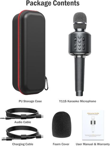 Wireless Bluetooth Karaoke Microphone, Built-in Loud Speaker for 10H Playback, Add Reverb/Duet Mode/Earbuds Monitoring, Portable Karaoke Machine for Entertainment & Singing Practice (Gray) in Kuwait