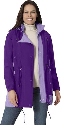 Woman Within Plus Size Colorblocked Taslon Anorak in Saudi Arabia