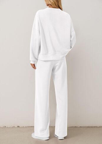 PRETTYGARDEN 2 Piece Sets For Women Fall Trendy Long Sleeve Sweatshirt Wide Leg Pants Loungewear Set Matching Sweatsuit in Kuwait