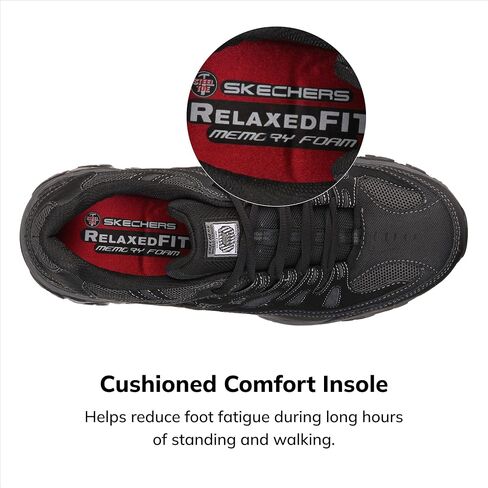 Skechers Men's Cankton Steel Toe Construction Shoe – Electrical Hazard Rated, Memory Foam, Pebble/Black, 10 in Saudi Arabia