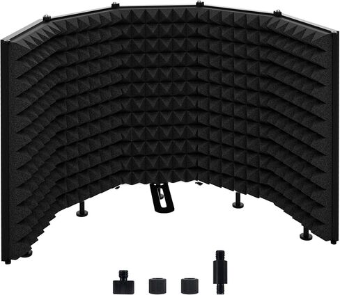 Microphone Isolation Shield – Foldable & Adjustable Soundproof Panel for Recording, Podcasting, Vocal Booth, Studio & Home Use (Five sides without stand) in Saudi Arabia