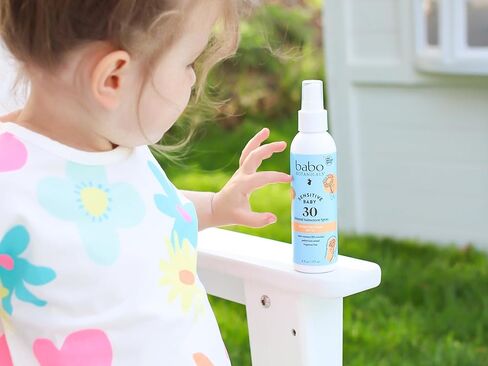 Babo Botanicals Baby Skin Mineral Sunscreen Spray SPF 30 Broad Spectrum - with 100% Zinc Oxide Active – Fragrance-Free, Water-Resistant, Non-Greasy & Lightweight - 6 fl. oz. in Kuwait