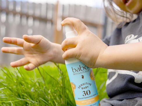 Babo Botanicals Baby Skin Mineral Sunscreen Spray SPF 30 Broad Spectrum - with 100% Zinc Oxide Active – Fragrance-Free, Water-Resistant, Non-Greasy & Lightweight - 6 fl. oz. in Kuwait