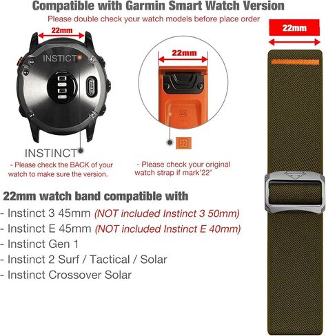Abanen 22mm Soft Stretchy Loop Durable Elastic Nylon Watch Band for Garmin Instinct 2 Solar/Instinct/Instinct Crossover in Saudi Arabia