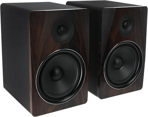 Rockville APM8D 8" 500W Active Powered Studio Monitor Speakers (Pair) - Dark Wood, Bi-Amplified, Neodymium Silk Dome Tweeter, Class D Amplifier, USB Input, XLR/RCA, Volume & Bass/Treble Controls in Kuwait
