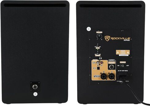 Rockville APM8D 8" 500W Active Powered Studio Monitor Speakers (Pair) - Dark Wood, Bi-Amplified, Neodymium Silk Dome Tweeter, Class D Amplifier, USB Input, XLR/RCA, Volume & Bass/Treble Controls in Kuwait