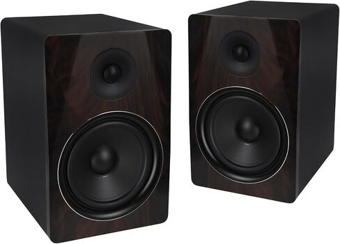 Rockville APM8D 8" 500W Active Powered Studio Monitor Speakers (Pair) - Dark Wood, Bi-Amplified, Neodymium Silk Dome Tweeter, Class D Amplifier, USB Input, XLR/RCA, Volume & Bass/Treble Controls in Kuwait