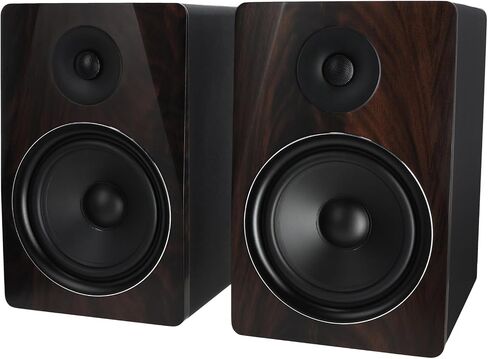 Rockville APM8D 8" 500W Active Powered Studio Monitor Speakers (Pair) - Dark Wood, Bi-Amplified, Neodymium Silk Dome Tweeter, Class D Amplifier, USB Input, XLR/RCA, Volume & Bass/Treble Controls in Kuwait
