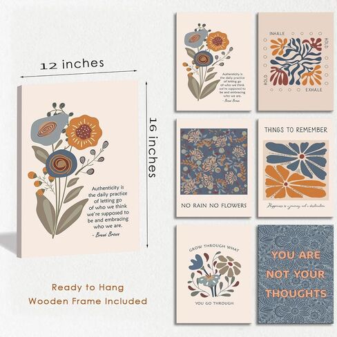 6 Mental Health Posters Bohemian Style Motivational Psychology Wall Decor Pictures Therapy Office Wall Art Inspirational Positive Quotes Canvas Poster Prints For Home Counseling Office Decor Unframed in Saudi Arabia