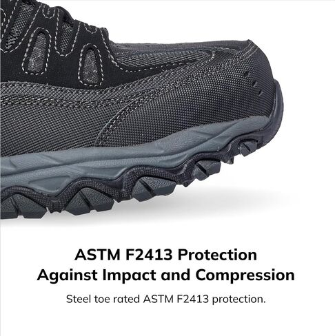 Skechers Men's Cankton Steel Toe Construction Shoe – Electrical Hazard Rated, Memory Foam, Pebble/Black, 9.5 Wide in Saudi Arabia