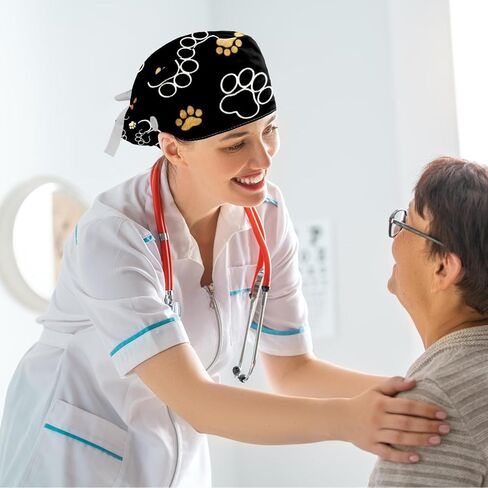 Ethnic Aztec Pattern Working Cap Nurse & Bowknot Scrunchy Set, Surgery Nurse Cap, Tie Back Hats with Sweatband for Women in Saudi Arabia